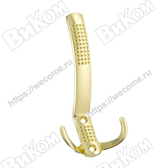 Оптом купить Крючок KR 0070 ОТ, трехрожковый перфорация, золото (55х80х150 мм) KERRON (25*) в мебельная фурнитура оптом и в розницу ВиКом.
