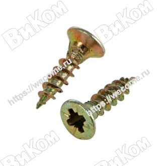 Оптом купить Саморез 4,0х16 мм, потай желтый цинк (20 тыс*) в мебельная фурнитура оптом и в розницу ВиКом.