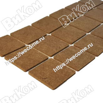 Оптом купить Подпятник фетровый прямоугольный 35х35 мм коричневый (лист 18 шт.) в мебельная фурнитура оптом и в розницу ВиКом.