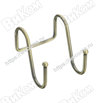 Оптом купить Крючок для рейлинга двойной, античная бронза, R-KR-A AB (50*) в мебельная фурнитура оптом и в розницу ВиКом.