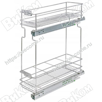 Оптом купить Корзина Cargo mini 150мм 2-ур, хром, бок. креп. 444*100*470 в мебельная фурнитура оптом и в розницу ВиКом.