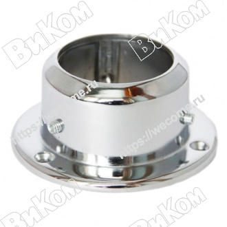 Оптом купить Крепление трубы 50 мм нижнее высокое h=40мм, хром Z-008 в мебельная фурнитура оптом и в розницу ВиКом.