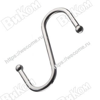 Оптом купить Крючок для рейлинга с шариком малый, 45х5х50мм, хром (100, 1000*) в мебельная фурнитура оптом и в розницу ВиКом.
