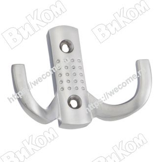 Оптом купить Крючок KR 0060 SC, двухрожковый перфорация, матовый хром (30х75х58 мм) KERRON (60*) в мебельная фурнитура оптом и в розницу ВиКом.