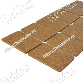 Оптом купить Подпятник фетровый прямоугольный 35*55 мм коричневый (лист 12 шт.) в мебельная фурнитура оптом и в розницу ВиКом.