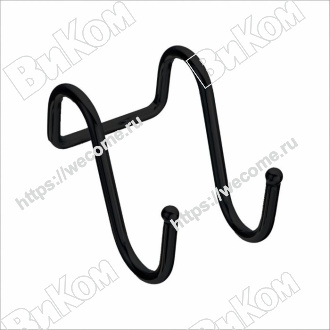 Оптом купить Крючок для рейлинга двойной, черный матовый, R-KR-A BL (50*) в мебельная фурнитура оптом и в розницу ВиКом.