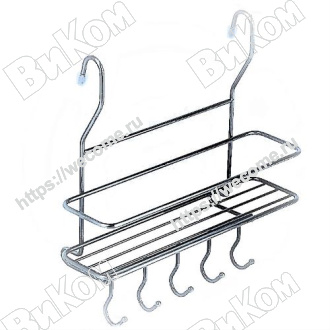 Оптом купить Полка МХ-402 малая с крючками 260*100*260, хром в мебельная фурнитура оптом и в розницу ВиКом.
