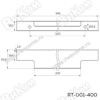 Оптом купить Ручка торцевая RT-001-400, хром KERRON (40*) в мебельная фурнитура оптом и в розницу ВиКом.