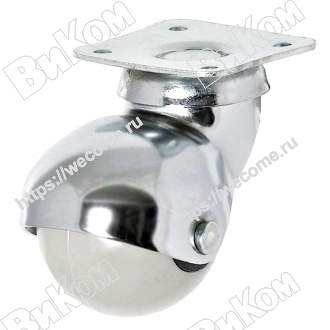 Оптом купить Опора колесная (мебельное колесо) 50 мм Шар Обрезиненная подшипниковая с пятой №208 хром (100*) в мебельная фурнитура оптом и в розницу ВиКом.