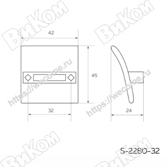 Оптом купить Ручка кнопка S-2280-32 SC, матовый хром KERRON (80*) в мебельная фурнитура оптом и в розницу ВиКом.