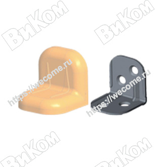 Оптом купить Уголок крепежный с пластик крышкой дуб обливной (16) большой в мебельная фурнитура оптом и в розницу ВиКом.