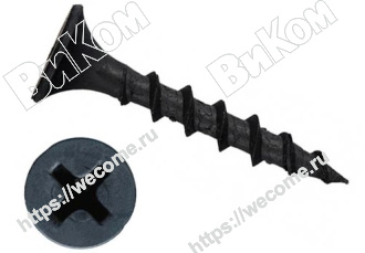 Оптом купить Саморез 3,5х32 потай, крупная резьба, оксид (15кг*) в мебельная фурнитура оптом и в розницу ВиКом.