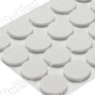 Оптом купить Подпятник фетровый круглый 20 мм белый (лист 50 шт.) в мебельная фурнитура оптом и в розницу ВиКом.