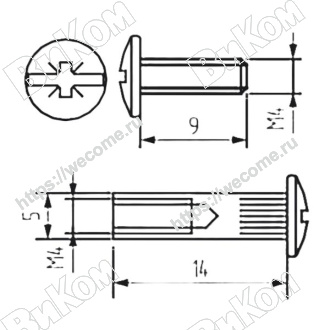 Оптом купить Стяжка межсекционная М4 D=5, L=16мм, никель (1000*) в мебельная фурнитура оптом и в розницу ВиКом.