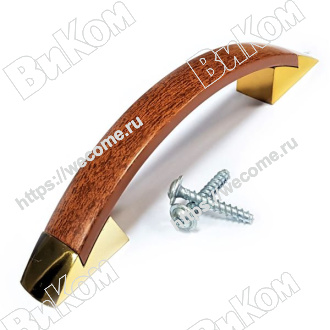 Оптом купить Ручка скоба №27 золото/светлый орех (250*) в мебельная фурнитура оптом и в розницу ВиКом.