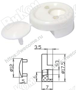 Оптом купить Кляймер круглый белый заглушка 4 мм, пластик (1000*) в мебельная фурнитура оптом и в розницу ВиКом.