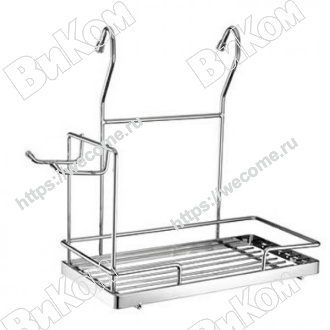 Оптом купить Полка с боковыми крючками, 271х262х143мм, хром в мебельная фурнитура оптом и в розницу ВиКом.