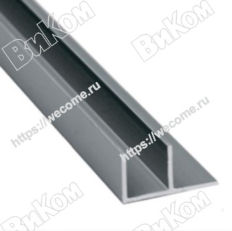 Оптом купить Планка угловая алюминий для стеновых панелей 6мм 1050 L=600мм. F-образ в мебельная фурнитура оптом и в розницу ВиКом.