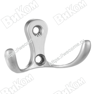 Оптом купить Крючок LT 0010 SC, двухрожковый, матовый хром (24х51х30 мм), KERRON (100*) в мебельная фурнитура оптом и в розницу ВиКом.