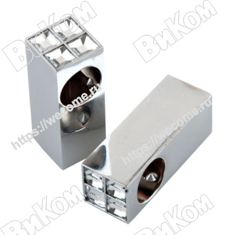 Оптом купить Держатель рейлинга 16 мм со стразами RAT-20 KIT, 2 шт. хром KERRON в мебельная фурнитура оптом и в розницу ВиКом.