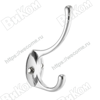 Оптом купить Крючок KR 0030, двухрожковый , хром (40х80х100 мм) KERRON (50*) в мебельная фурнитура оптом и в розницу ВиКом.