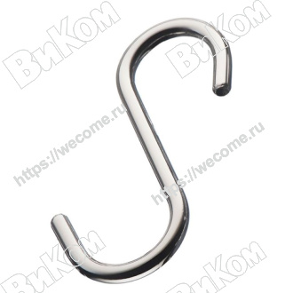 Оптом купить Крючок для рейлинга малый S-обр.(защелка), 60х40мм, хром LE 311С (5 шт в компл) в мебельная фурнитура оптом и в розницу ВиКом.