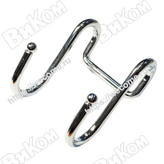 Оптом купить Крючок для рейлинга двойной с шариком, хром (5*) в мебельная фурнитура оптом и в розницу ВиКом.
