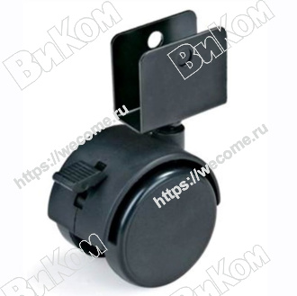 Оптом купить Опора колесная (мебельное колесо) 40 мм с U-образным креплением 16 мм с Тормозом (200*) в мебельная фурнитура оптом и в розницу ВиКом.