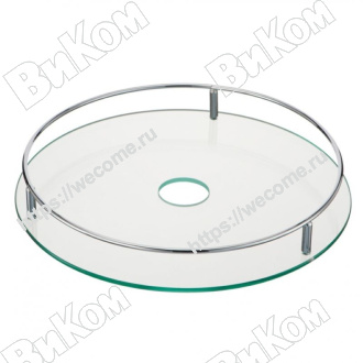 Оптом купить Полка центральная D350 мм стекло+хром 03*K.PSR350 STS350 (5*) в мебельная фурнитура оптом и в розницу ВиКом.