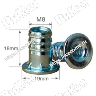 Оптом купить Крепеж для опоры забивной, М8, D10хL18 мм (100, 1000*) в мебельная фурнитура оптом и в розницу ВиКом.