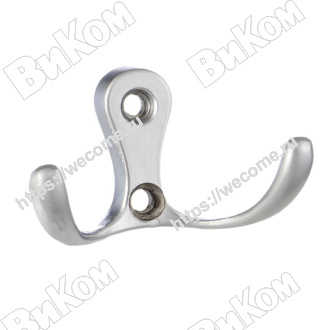 Оптом купить Крючок KR 0010 SC, двухрожковый, матовый хром (30х55х30 мм), KERRON (75*) в мебельная фурнитура оптом и в розницу ВиКом.