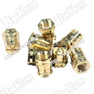 Оптом купить Футорка распорная с шариком, М6, 8х12мм, латунь (Под заказ) в мебельная фурнитура оптом и в розницу ВиКом.