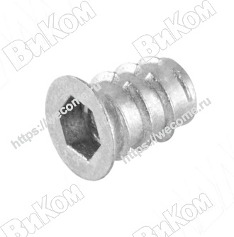 Оптом купить Футорка металлическая D8, М6x17, Цинк (2500*) BU03, мдм в мебельная фурнитура оптом и в розницу ВиКом.