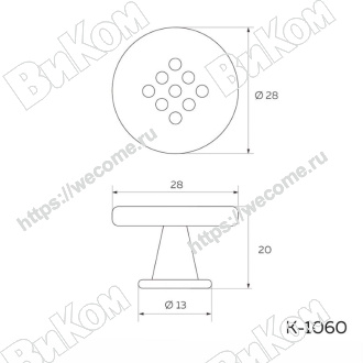 Оптом купить Ручка кнопка К-1060 хром (100, 1000*) 22 гр. в мебельная фурнитура оптом и в розницу ВиКом.