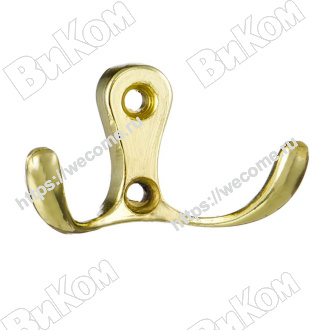 Оптом купить Крючок KR 0010 ОТ, двухрожковый, золото (30х55х30 мм)  KERRON (75*) в мебельная фурнитура оптом и в розницу ВиКом.