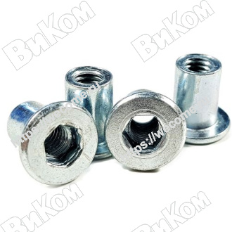 Оптом купить Гайка эриксона М6х12, сквозная цинк (3000*) Иж в мебельная фурнитура оптом и в розницу ВиКом.