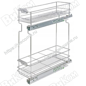 Оптом купить Корзина Cargo mini 200мм 2-ур, хром, бок. креп. 440*155*470 в мебельная фурнитура оптом и в розницу ВиКом.