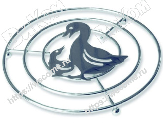 Оптом купить Подставка для посуды под горячее  "Утка с утенком", 205х17мм, хром в мебельная фурнитура оптом и в розницу ВиКом.