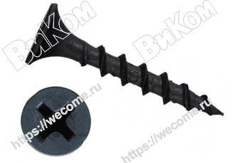 Оптом купить Саморез 3,5х45 потай, крупная резьба, оксид (15кг*) в мебельная фурнитура оптом и в розницу ВиКом.