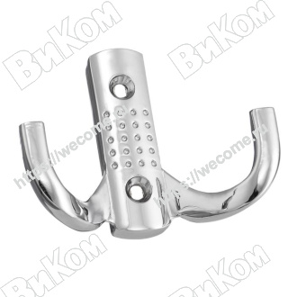 Оптом купить Крючок KR 0060, двухрожковый перфорация, хром (30х75х58 мм) KERRON (60*) в мебельная фурнитура оптом и в розницу ВиКом.