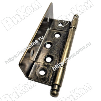 Оптом купить Петля карточная угловая бабочка 70х25х1,4мм бронза в мебельная фурнитура оптом и в розницу ВиКом.