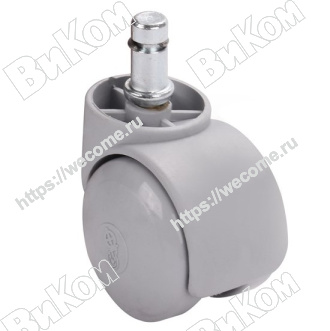 Оптом купить Опора колесная (мебельное колесо) 50 мм, для Офисного кресла, штырь 11 мм, Серая в мебельная фурнитура оптом и в розницу ВиКом.