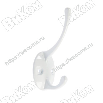 Оптом купить Крючок-вешалка литой, полимер белый (72*) в мебельная фурнитура оптом и в розницу ВиКом.