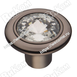 Оптом купить Ручка кнопка CRL35 BN с кристаллами черный хром KERRON (100*) в мебельная фурнитура оптом и в розницу ВиКом.