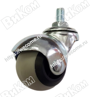 Оптом купить Опора колесная (мебельное колесо) 40 мм Шар Обрезиненная с резьбовым Штырем М8 (180*) в мебельная фурнитура оптом и в розницу ВиКом.