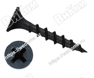 Оптом купить Саморез 3,5х32 потай, крупная резьба, оксид (19кг*) в мебельная фурнитура оптом и в розницу ВиКом.