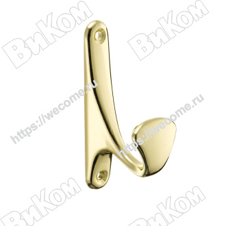 Оптом купить Крючок KR 0090 OT, однорожковый, золото (30х47х90мм), KERRON (50*) в мебельная фурнитура оптом и в розницу ВиКом.