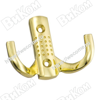 Оптом купить Крючок KR 0060 ОТ, двухрожковый перфорация, золото (30х75х58 мм) KERRON (60*) в мебельная фурнитура оптом и в розницу ВиКом.