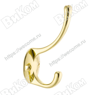 Оптом купить Крючок KR 0030 OT, двухрожковый , золото (40х80х100 мм) KERRON (50*) в мебельная фурнитура оптом и в розницу ВиКом.